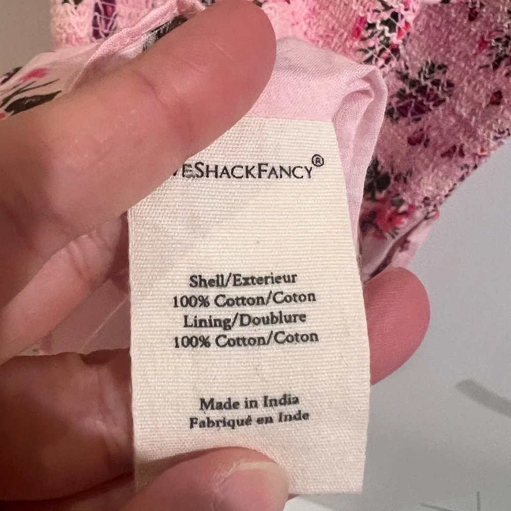 🌸LoveShackFancy Spritz Floral Smocked Tie Back Mini Dress Rosemary Mauve L NWT - Picture 5 of 7